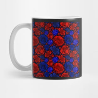 Beautiful Red and Blue Floral Fashion Print Mug